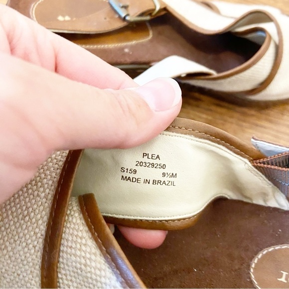 Naturalizer | Women’s 2 Toned Canvas Plea Wedge Open Toe Slingback Sandal 9.5 - Picture 5 of 9